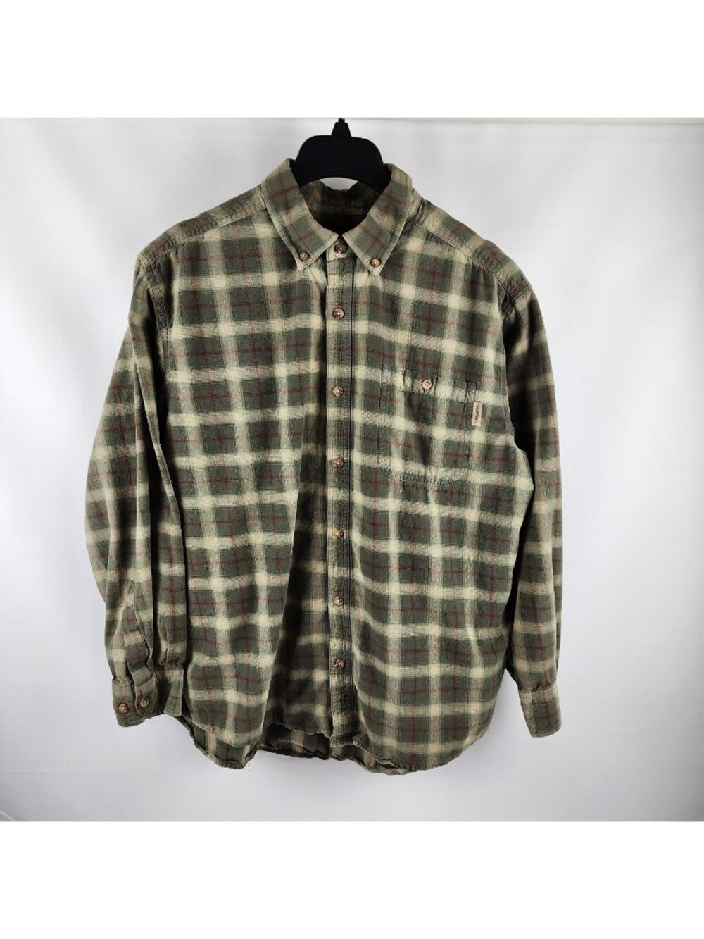 Wolverine Shirt Men XL Multi Green Plaid Cotton Flannel Button Logo